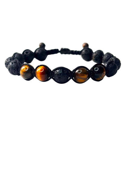 Pulsera Ojo de Tigre y Piedra Volcánica | Protección y Equilibrio