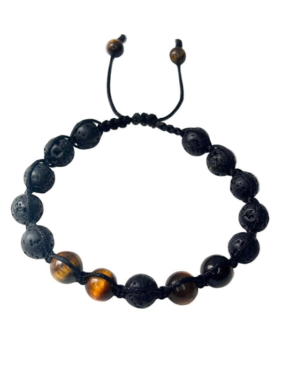 Pulsera Ojo de Tigre y Piedra Volcánica | Protección y Equilibrio