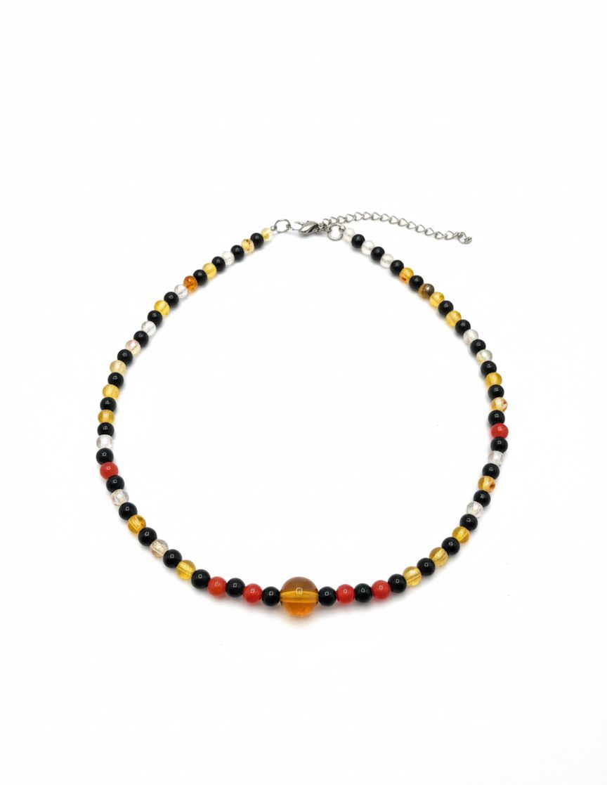 Gargantilla de Ónix con Ágata Amarilla – Fuerza Interior, Seguridad y Confianza