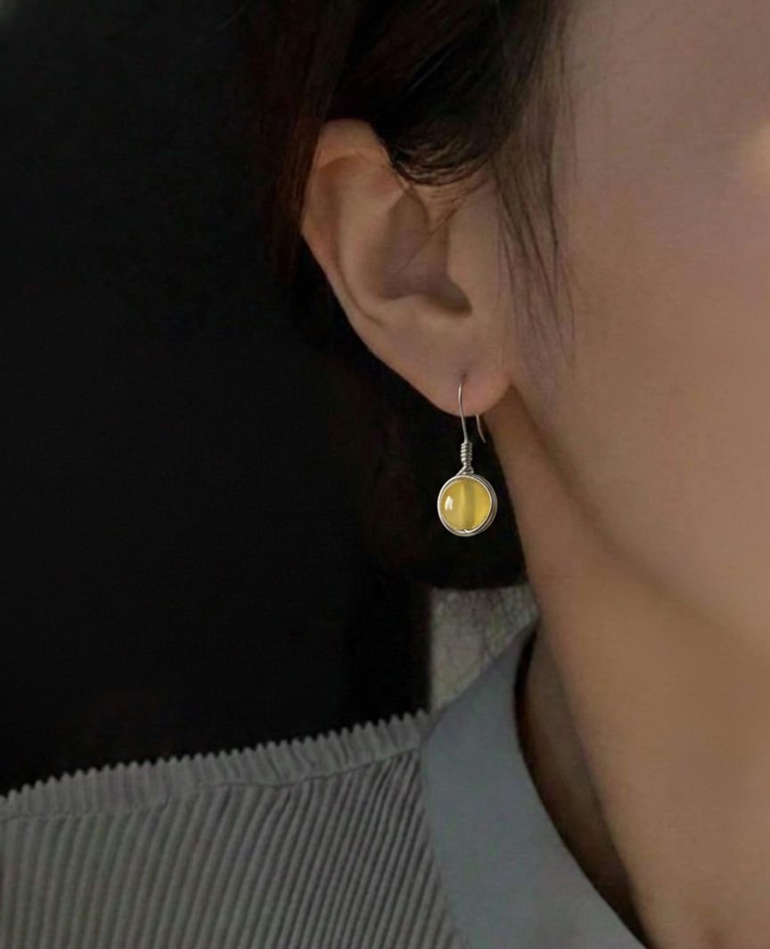 Pendientes Artesanales de Plata de Ley 925 con Piedra Natural 8 mm