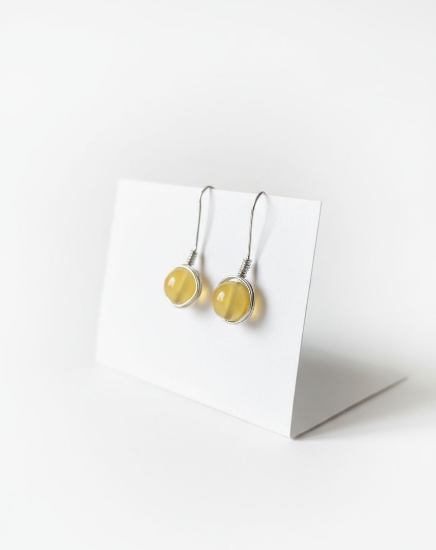 Pendientes Artesanales de Plata de Ley 925 con Piedra Natural 8 mm