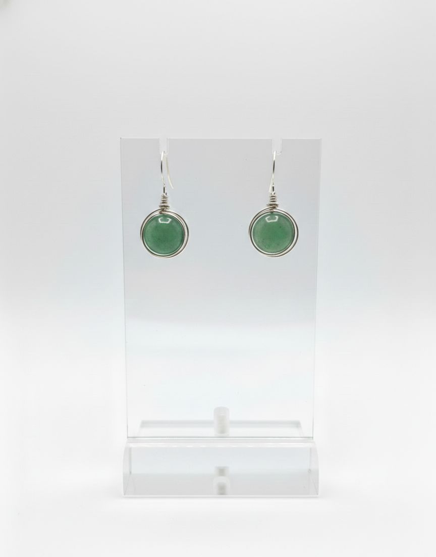 Pendientes Artesanales de Plata de Ley 925 con Piedra Natural 8 mm