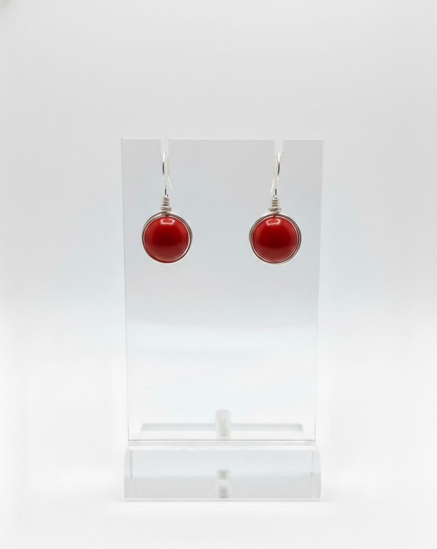 Pendientes Artesanales de Plata de Ley 925 con Piedra Natural 8 mm