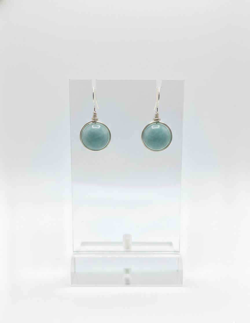 Pendientes Artesanales de Plata de Ley 925 con Piedra Natural 8 mm