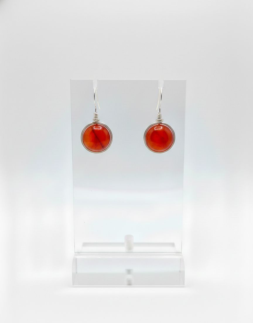 Pendientes Artesanales de Plata de Ley 925 con Piedra Natural 8 mm