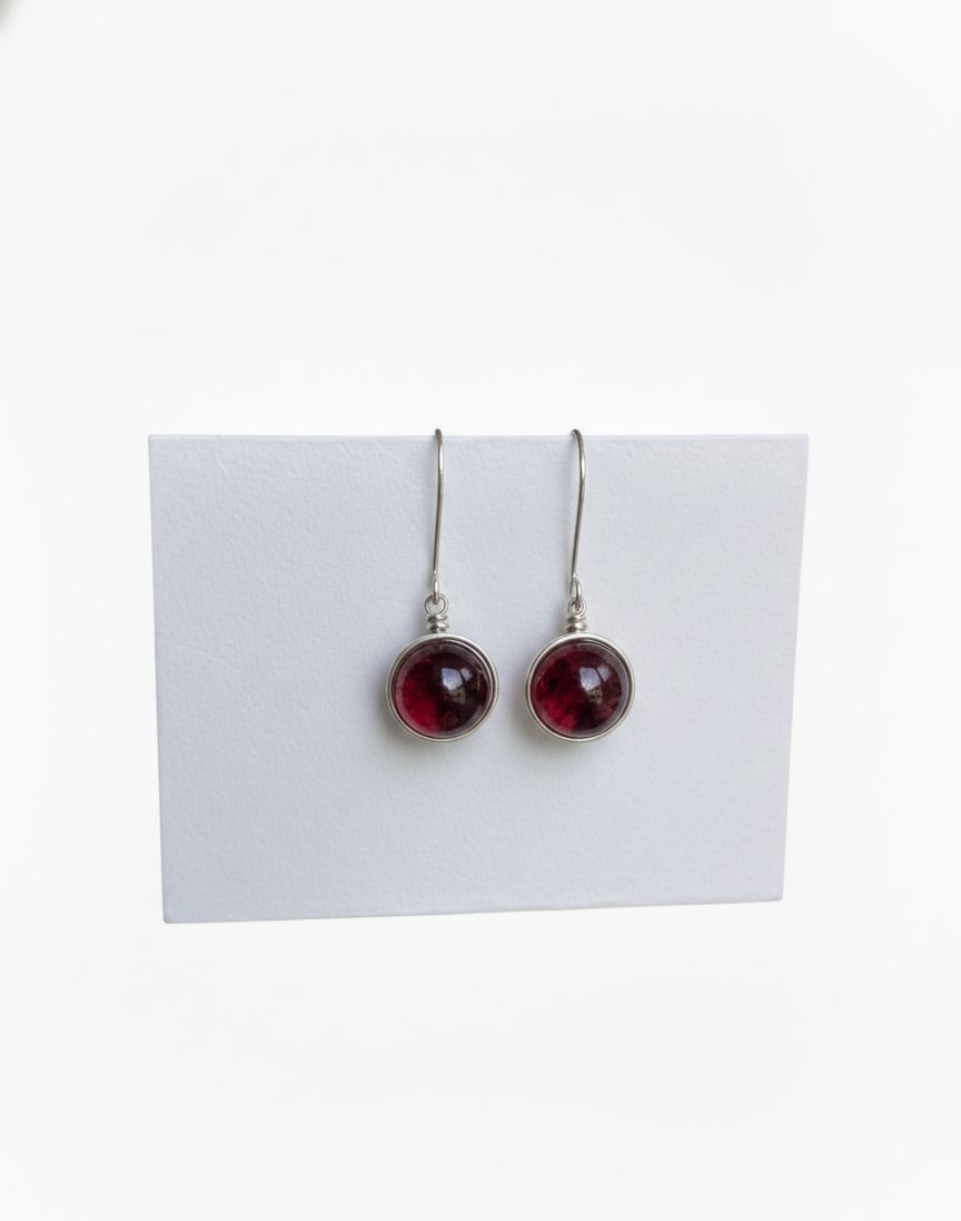 Pendientes Artesanales de Plata de Ley 925 con Piedra Natural 8 mm