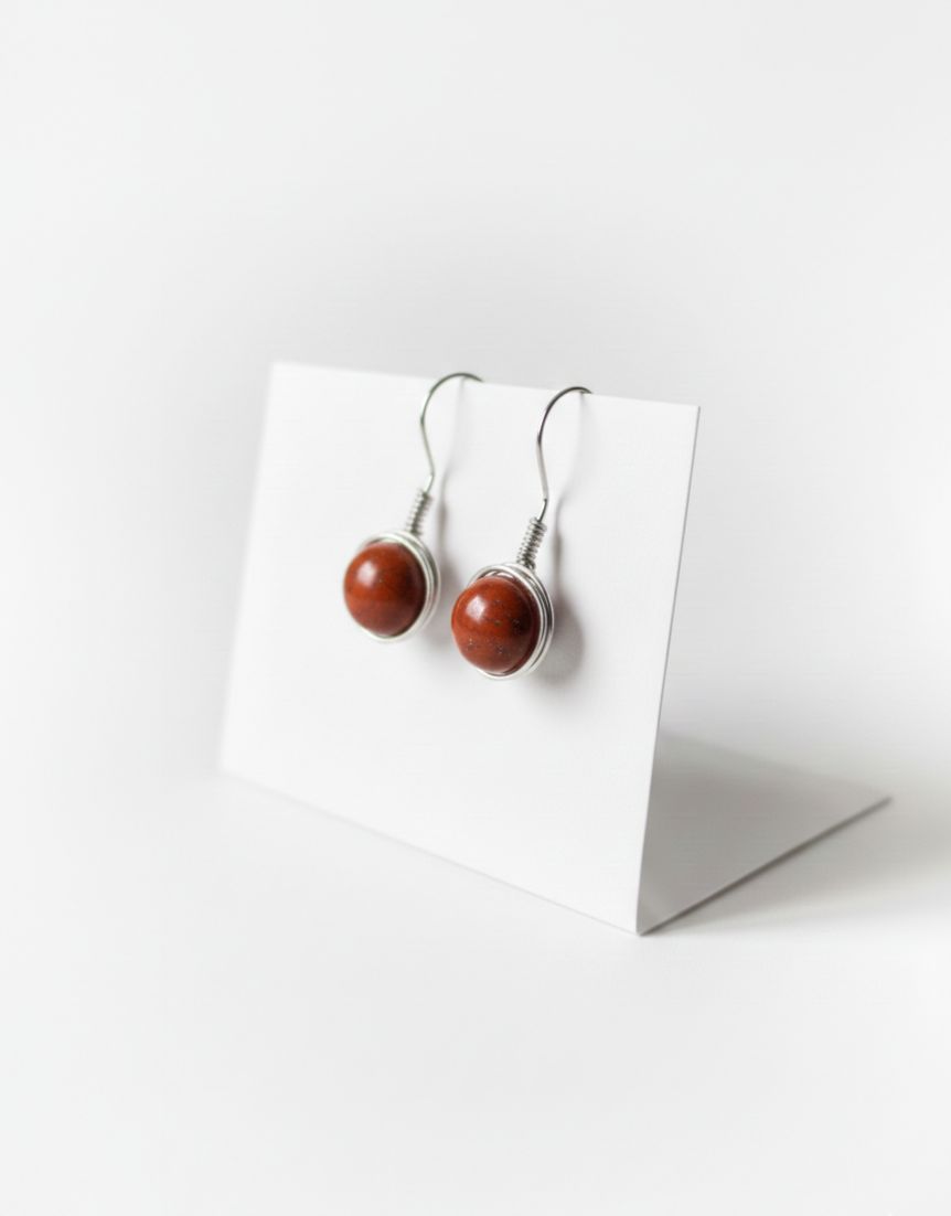 Pendientes Artesanales de Plata de Ley 925 con Piedra Natural 8 mm