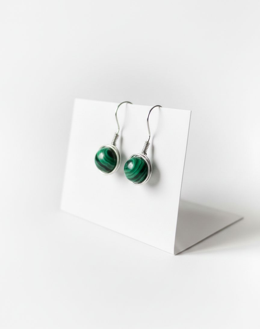 Pendientes Artesanales de Plata de Ley 925 con Piedra Natural 8 mm