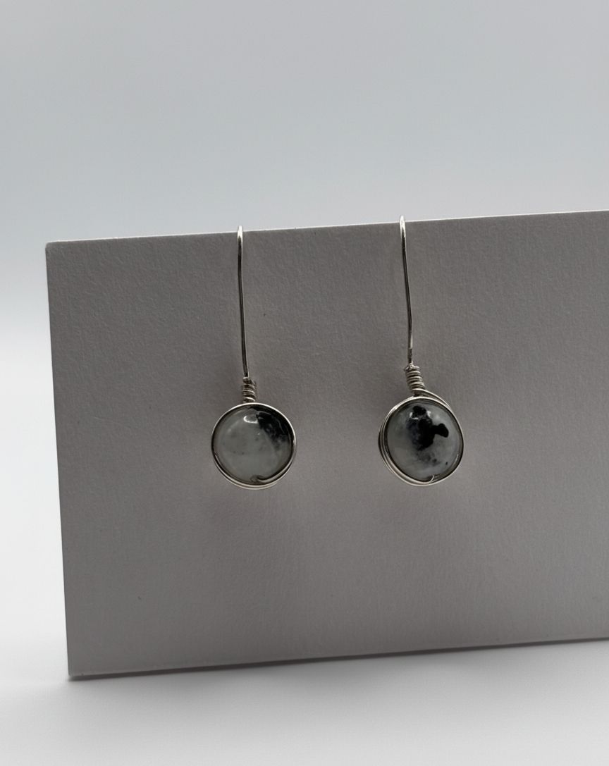 Pendientes Artesanales de Plata de Ley 925 con Piedra Natural 8 mm