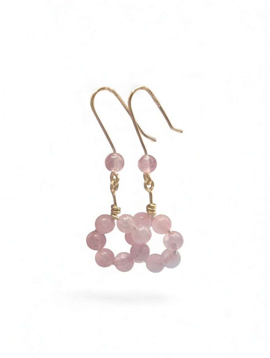 Pendientes “Armonía” – Cuarzo Rosa 4 mm en Plata o Dorado