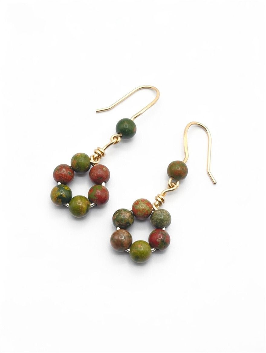 Pendientes “Armonía” – Unakita 4 mm en Plata o Dorado