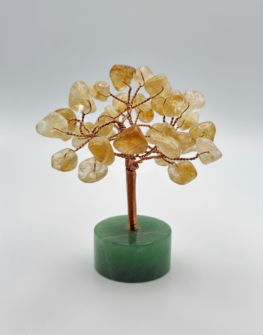 Árbol Energético 8cm – Cuarzo Rosa o Citrino – Amor, Armonía y Prosperidad