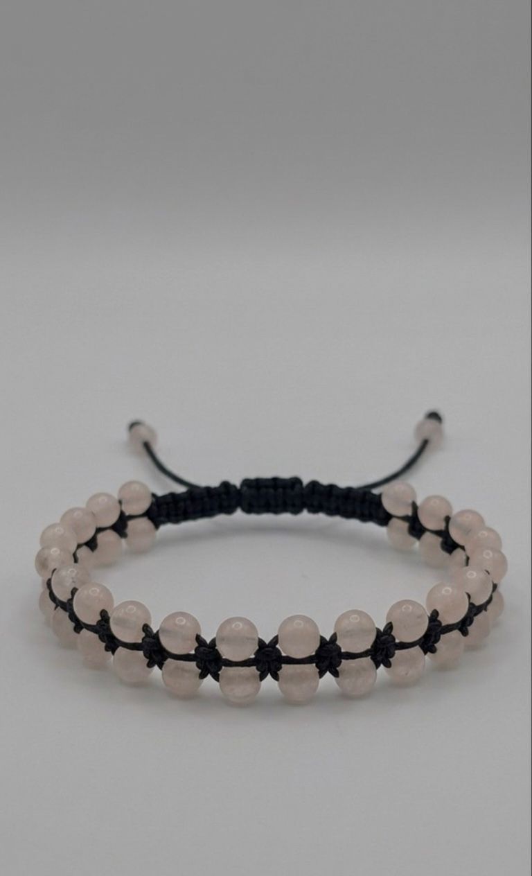 Brazalete de Cuarzo Rosa 4mm – Amor, Armonía y Equilibrio Emocional
