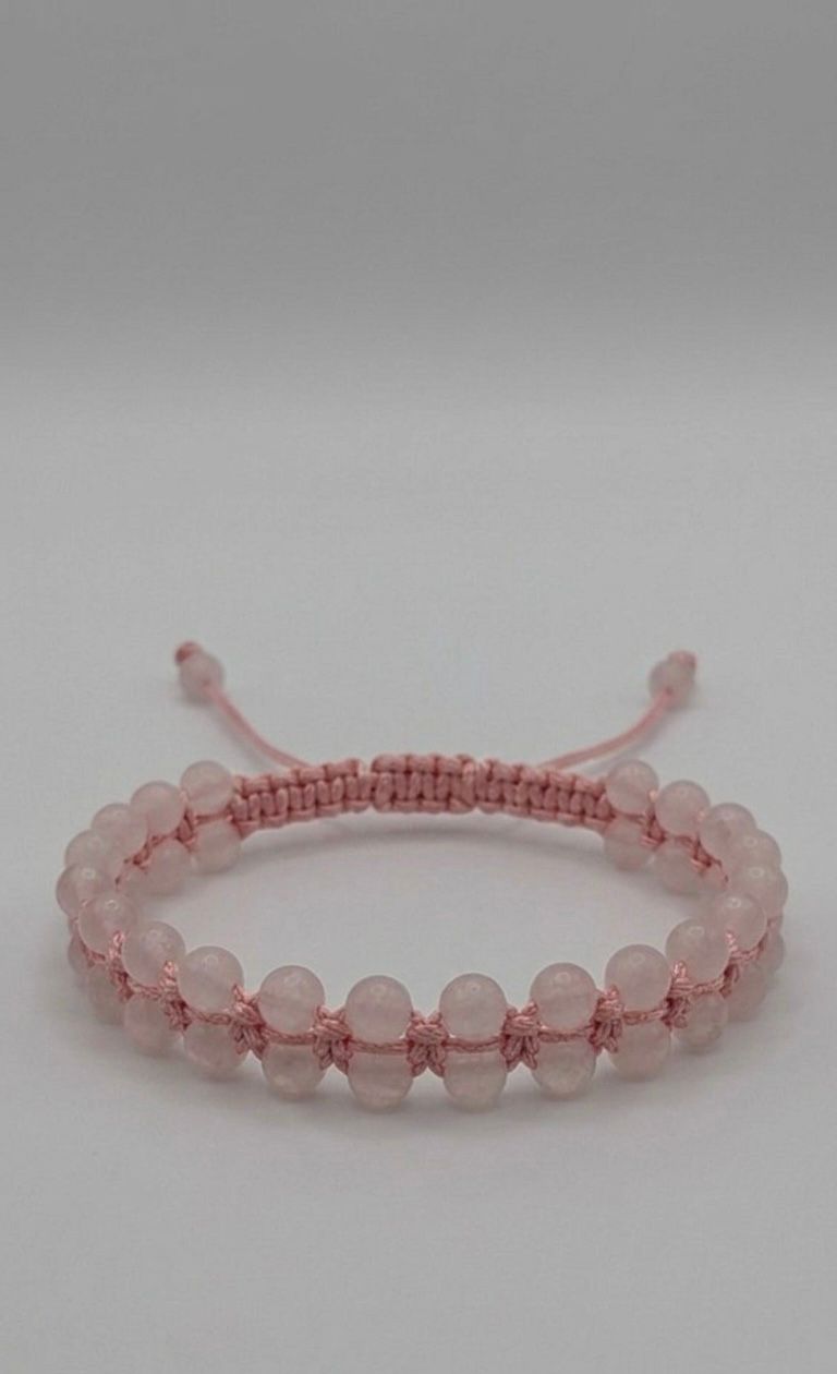 Brazalete de Cuarzo Rosa 4mm – Amor, Armonía y Equilibrio Emocional
