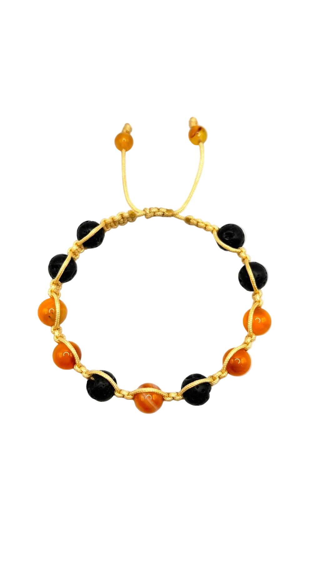 Pulsera de Ágata Amarilla y Piedra Volcánica 8 mm – Alegría y Equilibrio