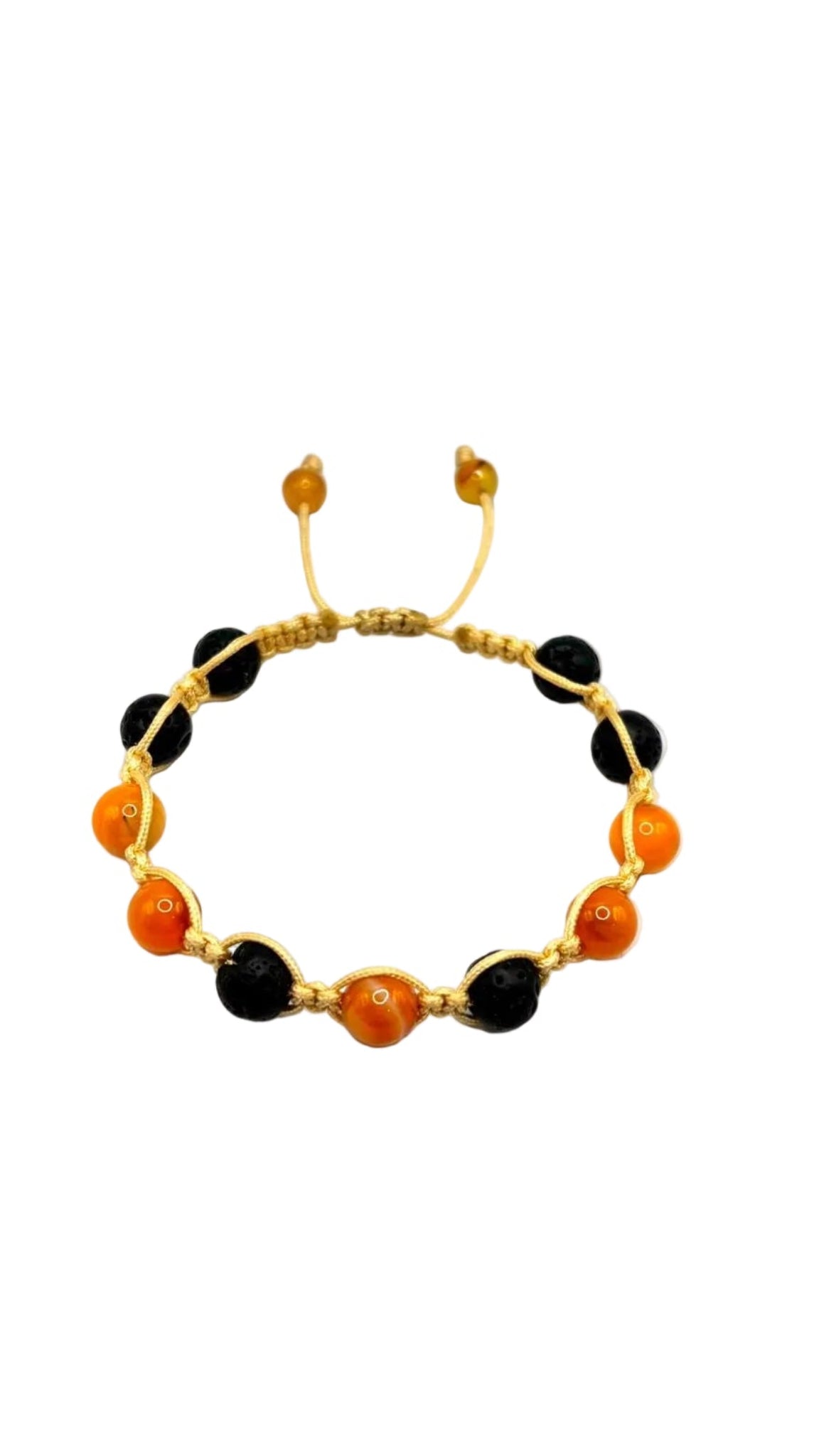 Pulsera de Ágata Amarilla y Piedra Volcánica 8 mm – Alegría y Equilibrio