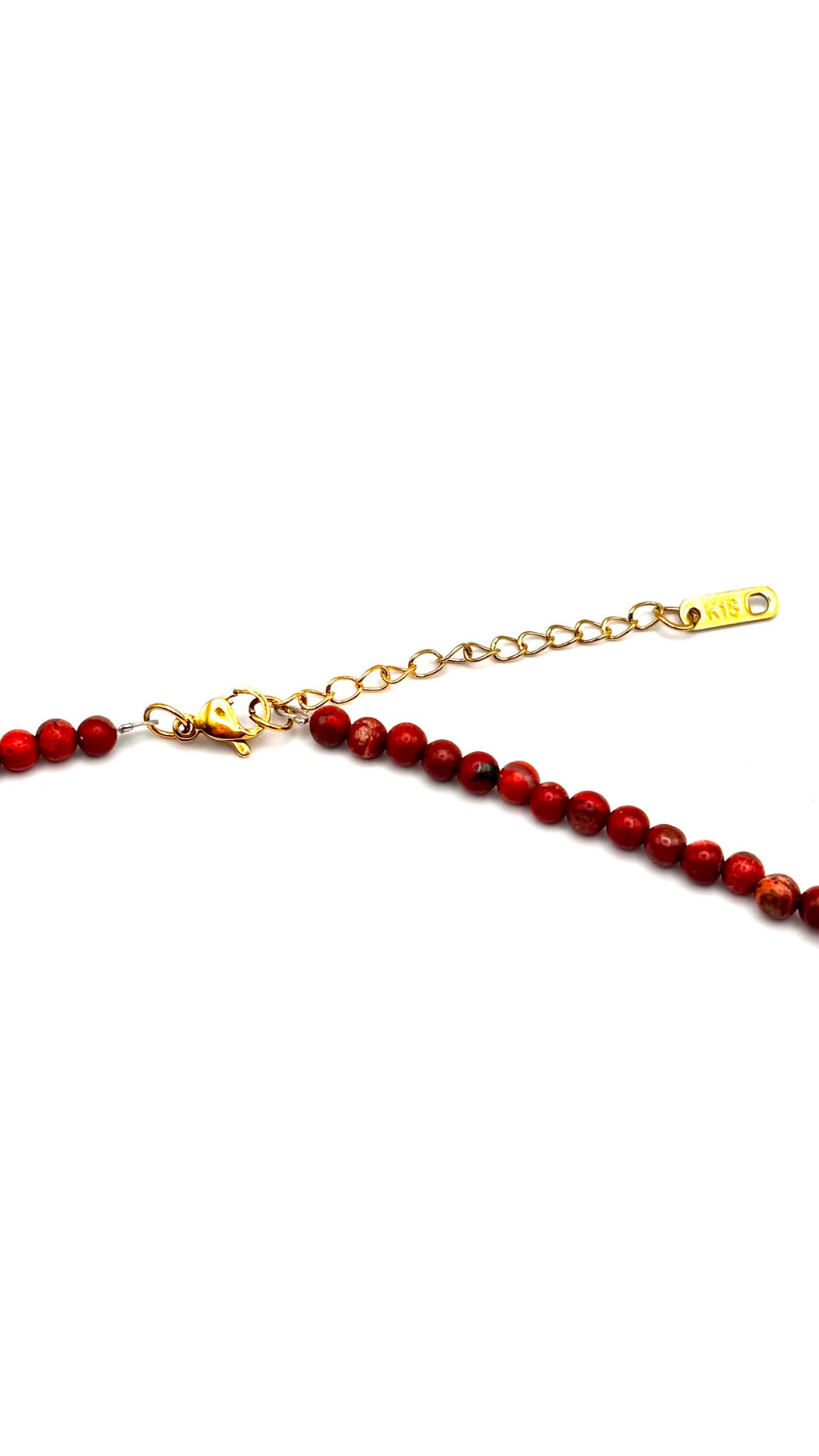 Collar de Jaspe Rojo Natural 4 mm con Colgante Central y Acero Inoxidable Dorado – 55 cm