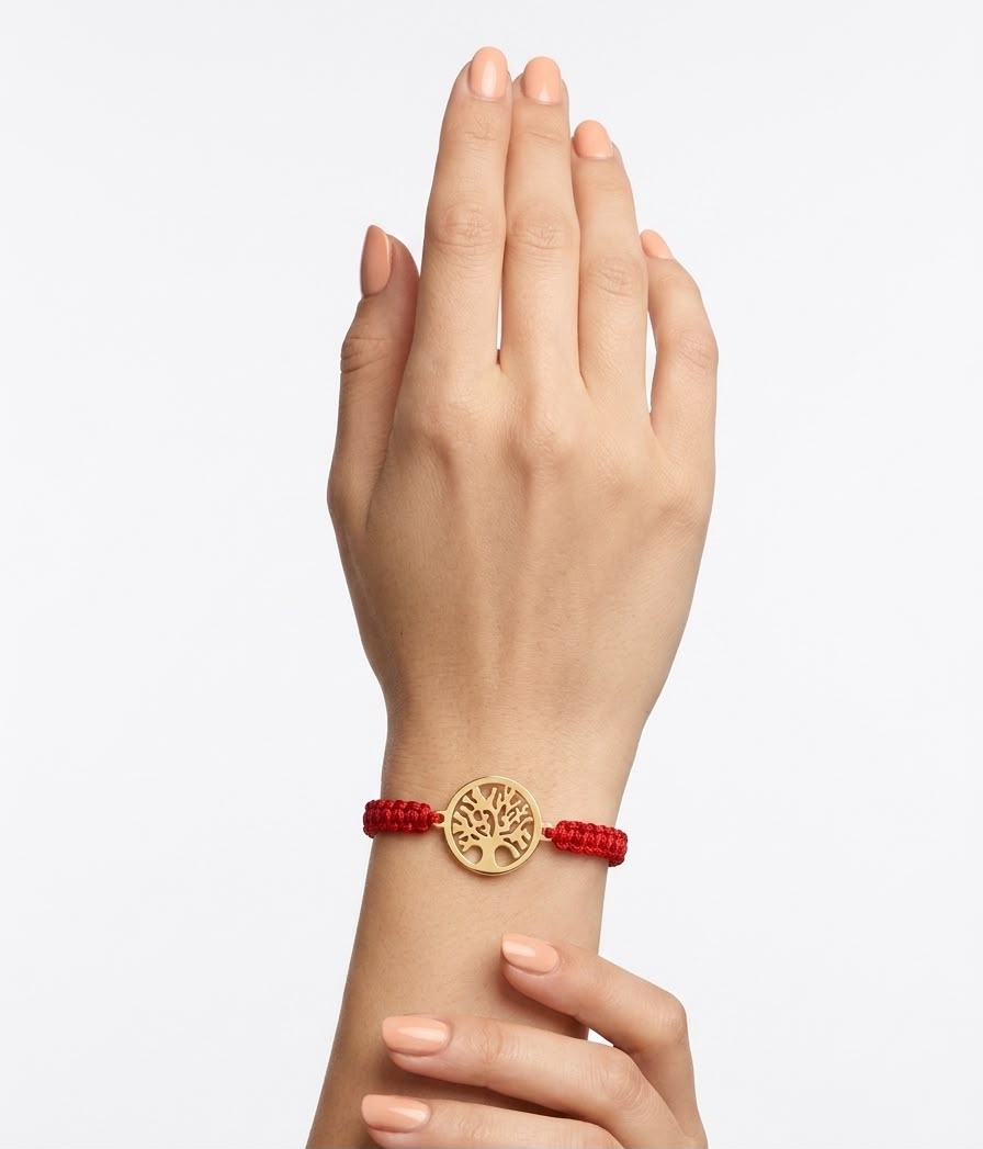 Pulsera Árbol de la Vida Roja Ajustable con Medalla de Acero Inoxidable – Fuerza y Crecimiento