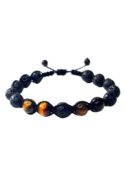Pulsera Ojo de Tigre y Piedra Volcánica | Protección y Equilibrio