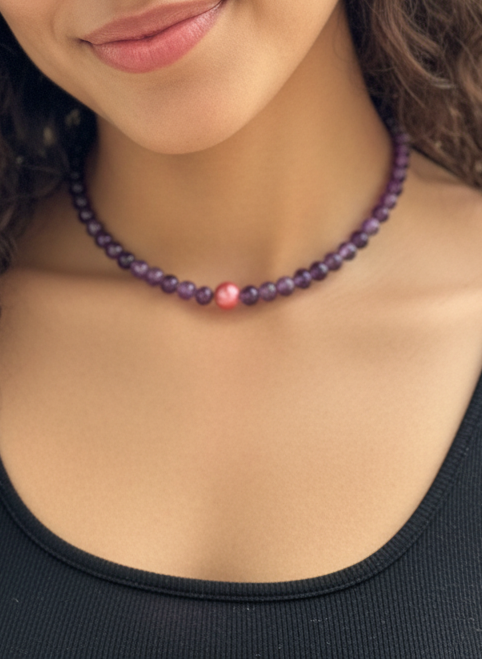 Collar Gargantilla Amatista y Morganita | Calma y Protección