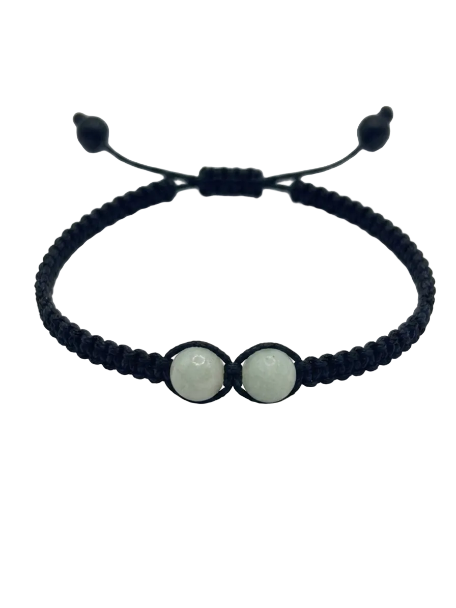 Pulsera Personalizable con Dos Piedras Centrales 6 mm y Tejido Macramé – Diseño Único y Energía a Medida