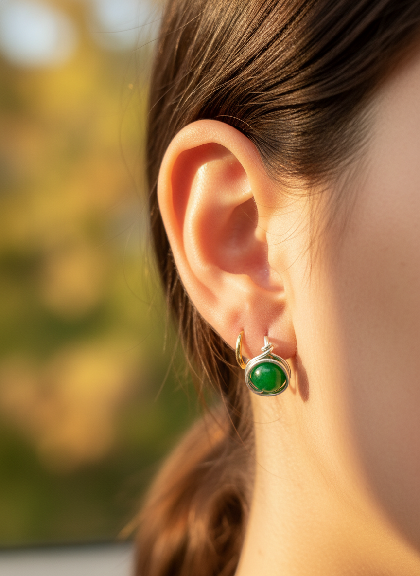 Pendientes de Piedra Natural – Plata Ley 925 | Elegancia, Energía y Artesanía