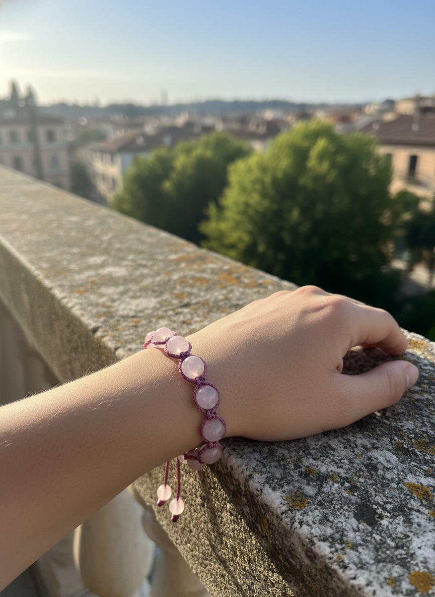 Pulsera de Cuarzo Rosa – 8 mm | Amor, Compasión y Equilibrio Emocional
