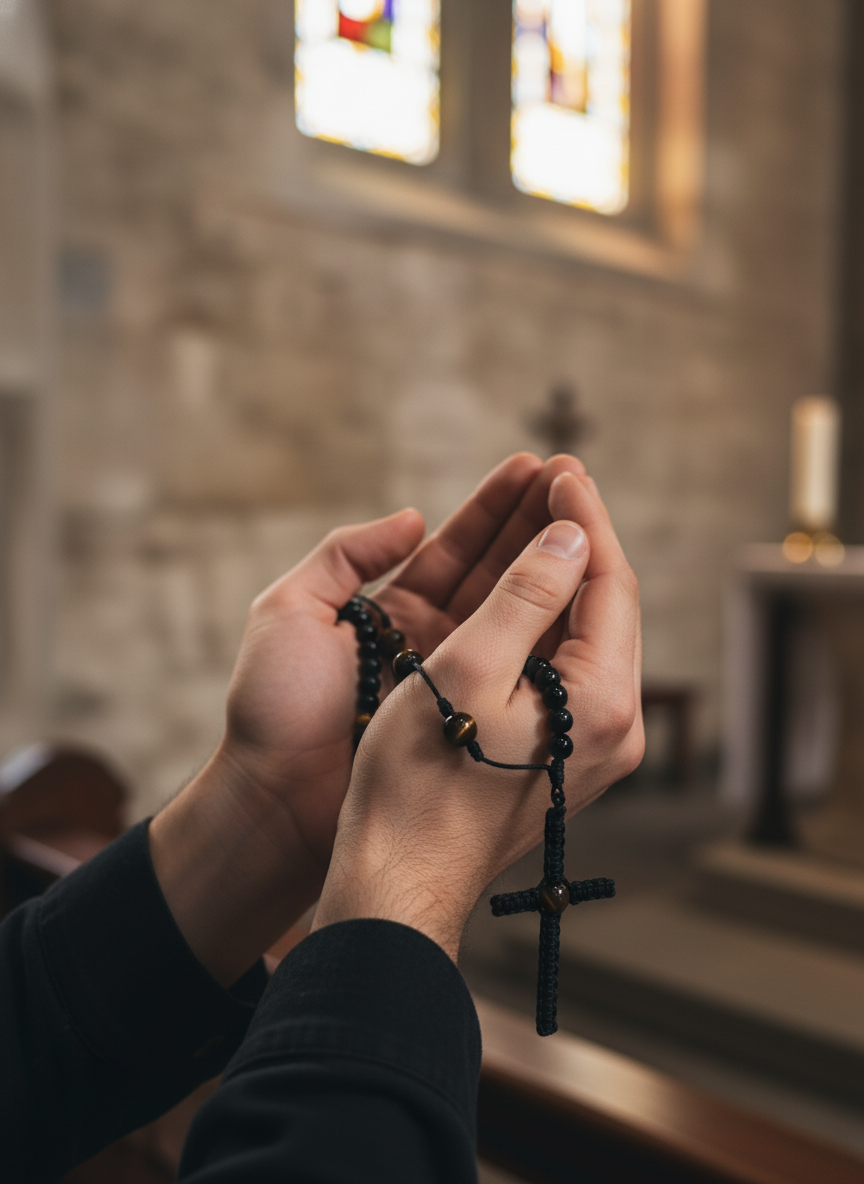 Rosario Artesanal – Ónix y Ojo de Tigre | Protección, Equilibrio y Energía