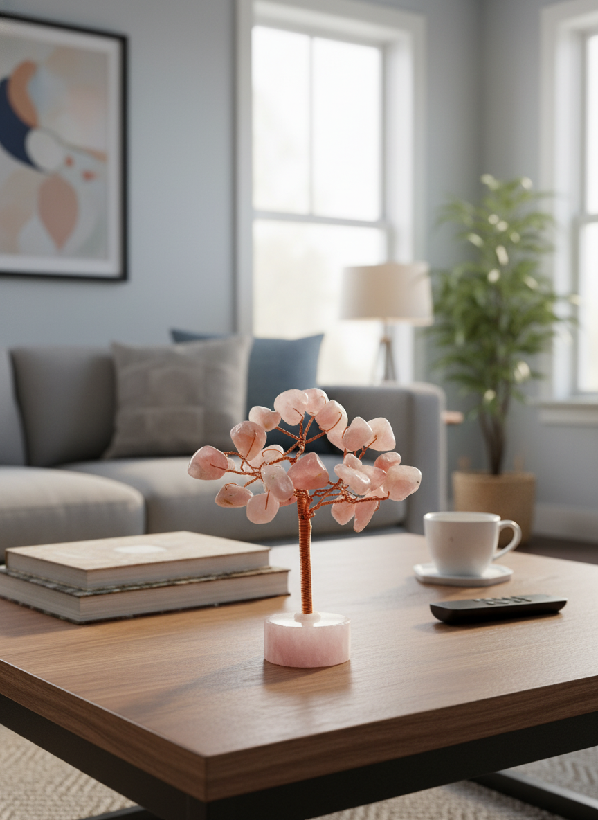 Árbol de Cuarzo Rosa – Amor, Armonía y Sanación Emocional