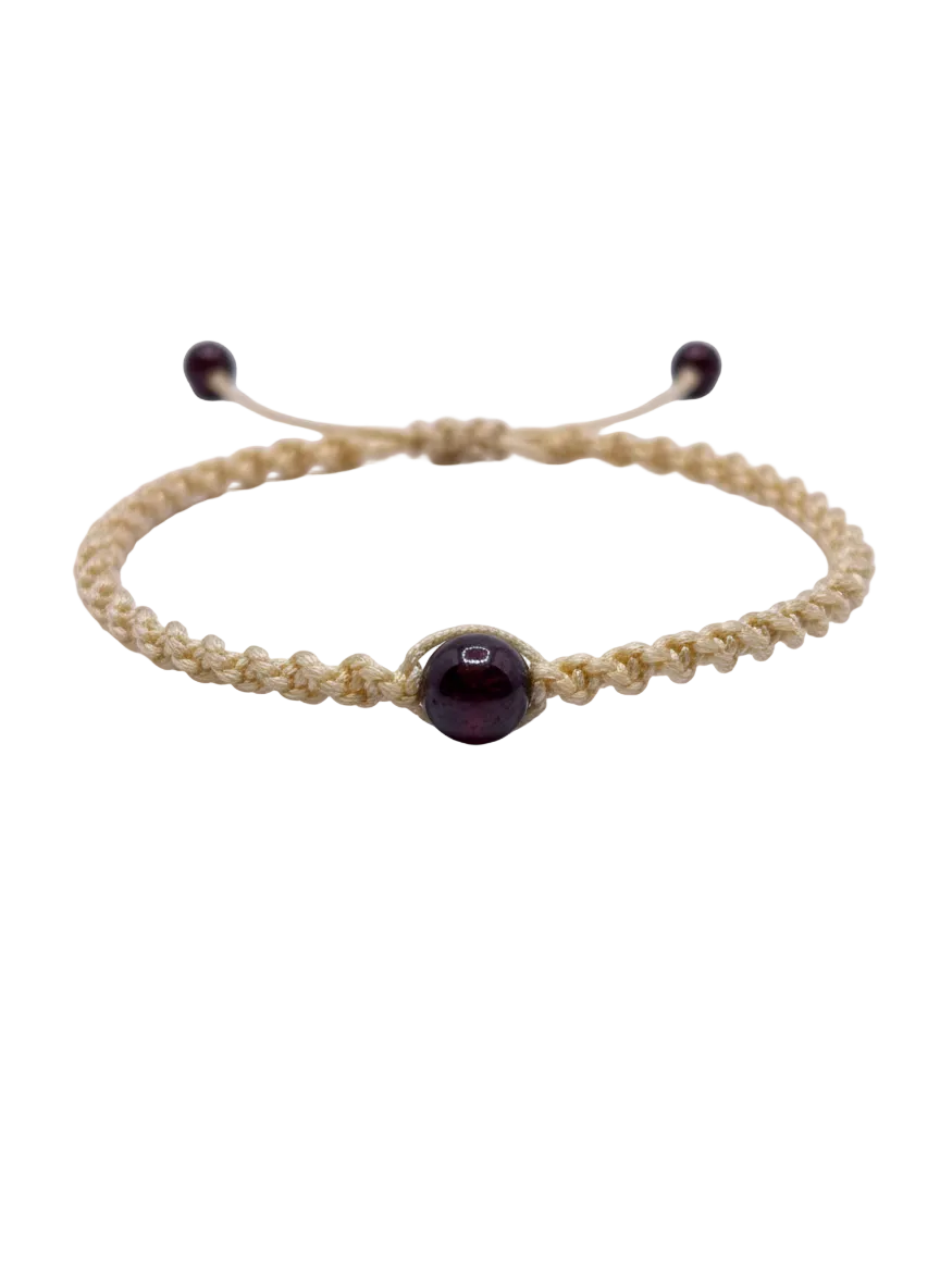 Pulsera Tejida con Granate – 7 mm | Energía, Pasión y Fuerza Interior