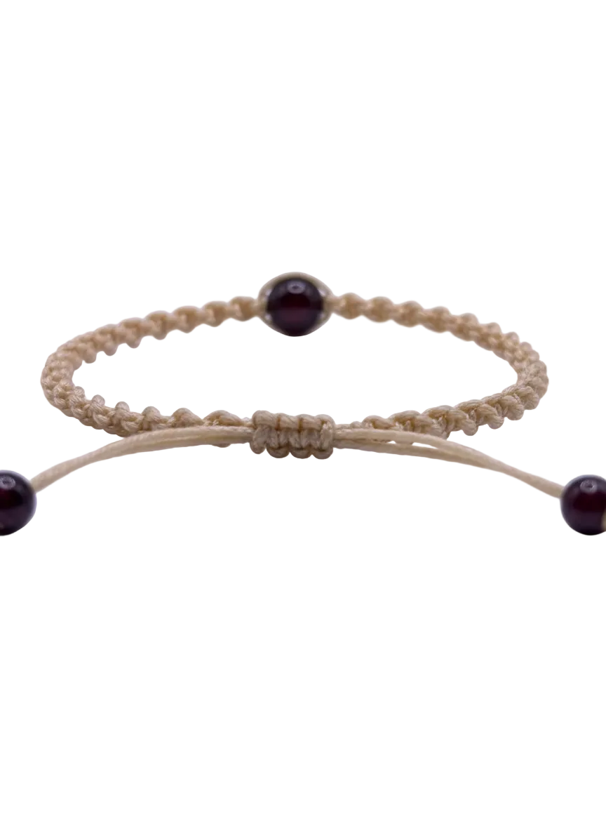 Pulsera Tejida con Granate – 7 mm | Energía, Pasión y Fuerza Interior