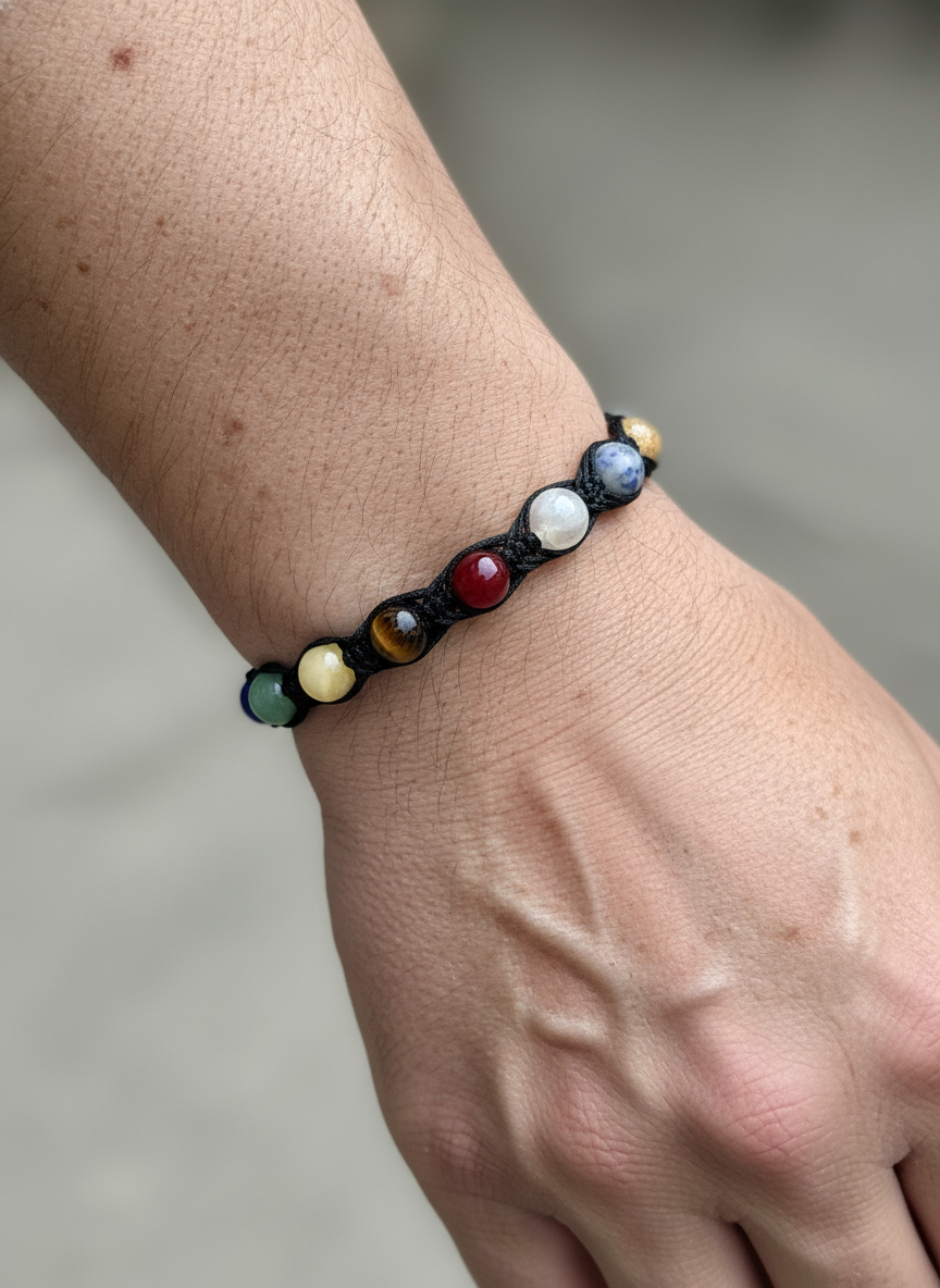 Pulsera 9 Planetas + Astros Trenzado – Conexión Cósmica, Equilibrio y Protección