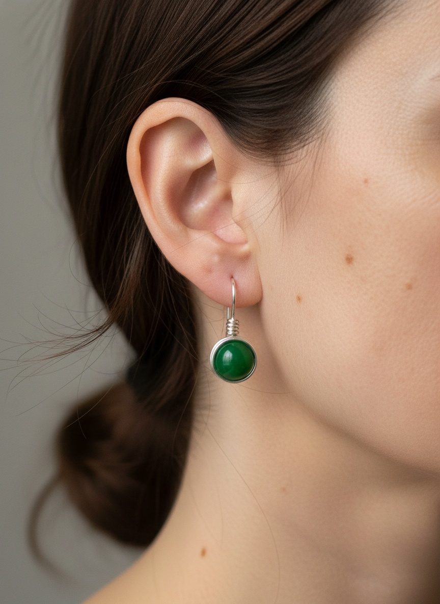 Pendientes de Plata Ley 925 con Piedra Natural – Elegancia y Sofisticación