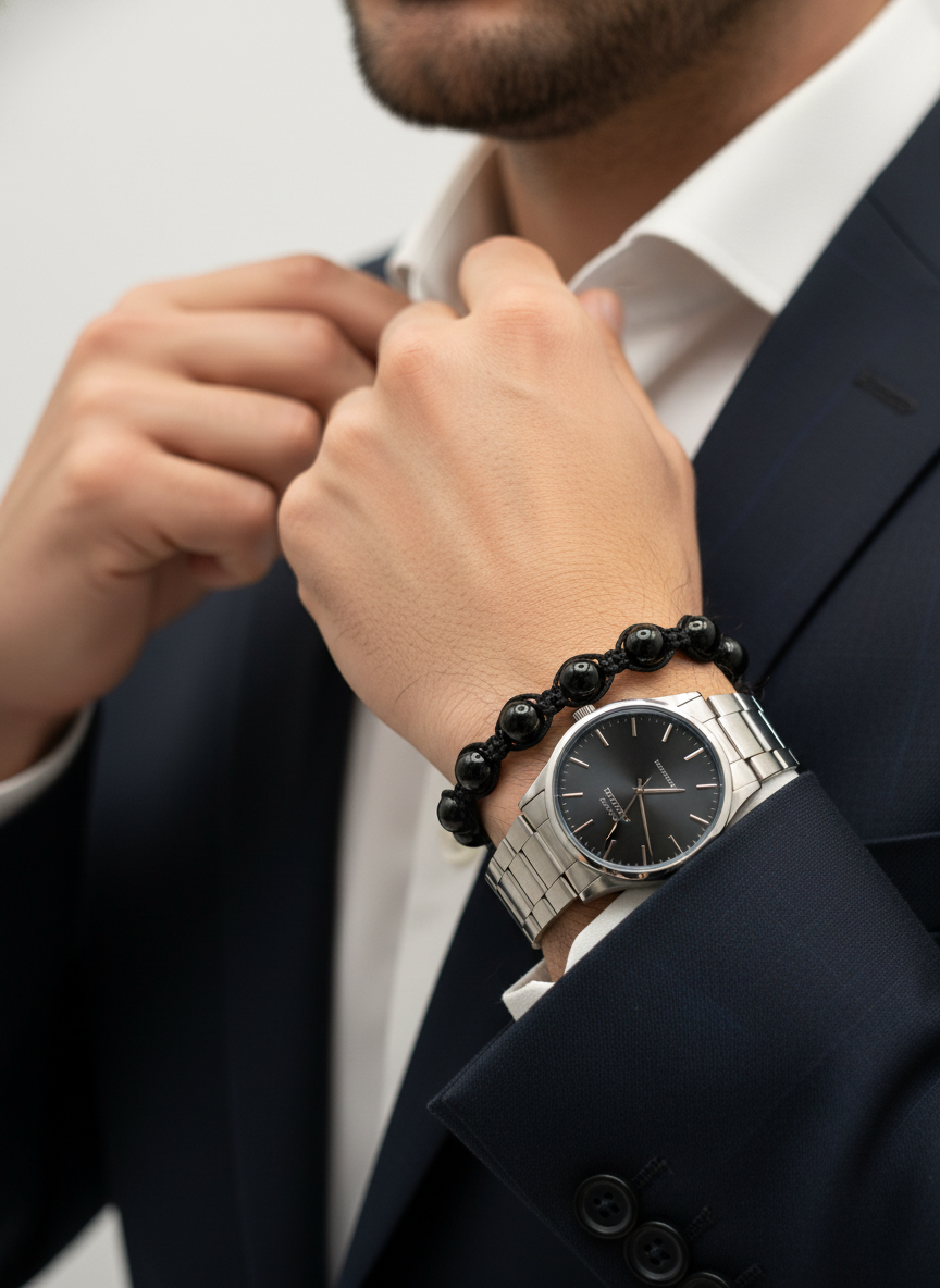 Pulsera de Ónix 8 mm – Protección y Estabilidad Emocional