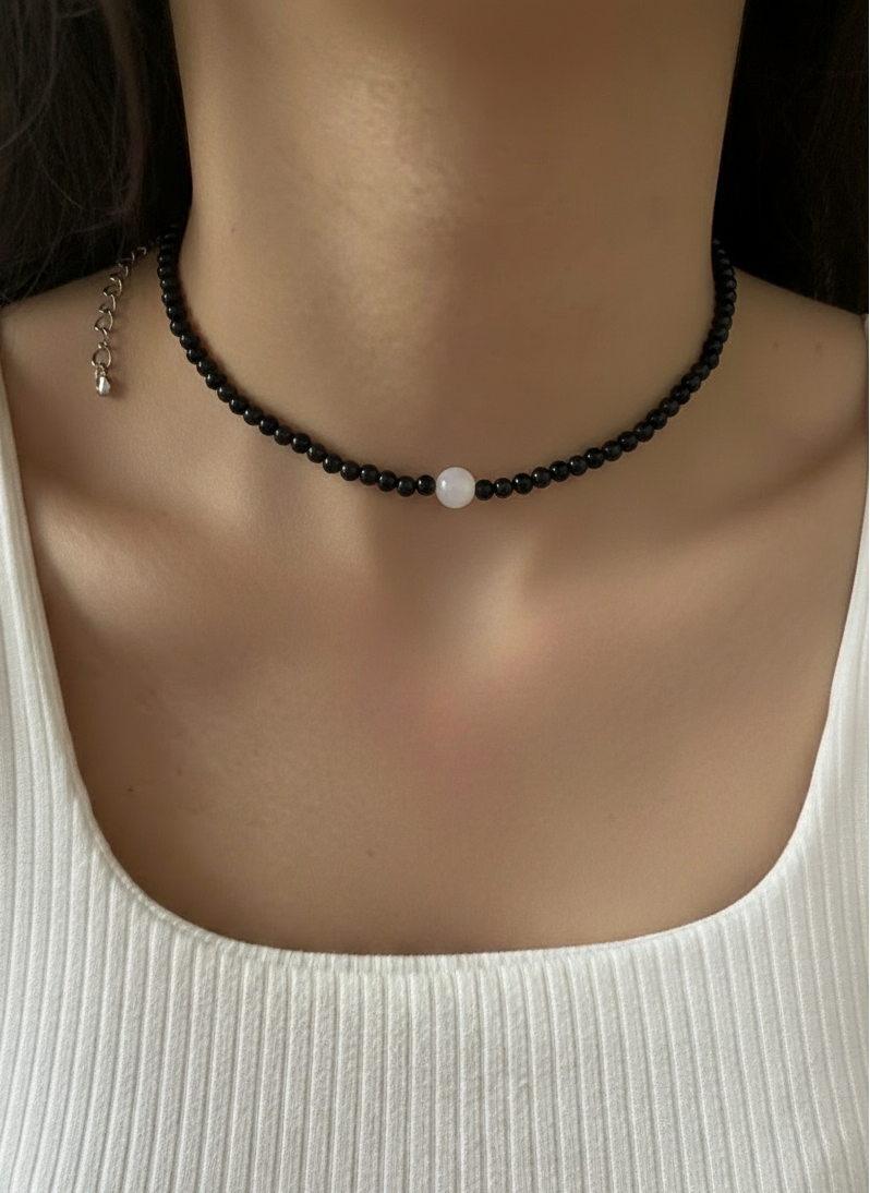 Collar Gargantilla Granate y Cuarzo Rosa | Amor y Vitalidad
