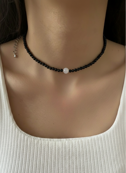Collar Gargantilla Granate y Cuarzo Rosa | Amor y Vitalidad