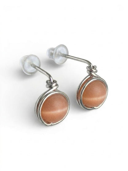 Pendientes Tipo Pin con Piedra Natural –Acero Inoxidable